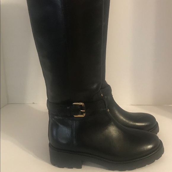 Tory Burch Daniela Riding Boots Burgundy/Black 5.5 - Picture 3 of 7